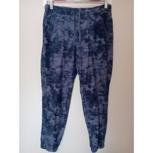 Athleta Farallon Printed Purple Elastic Waist Hem Pockets‎ Jogger Size 10